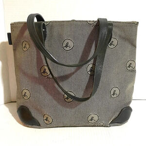 Agenes b voyage canvas leather tote handbag